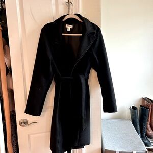 Motherhood Black Belted Maternity Wrap Coat
